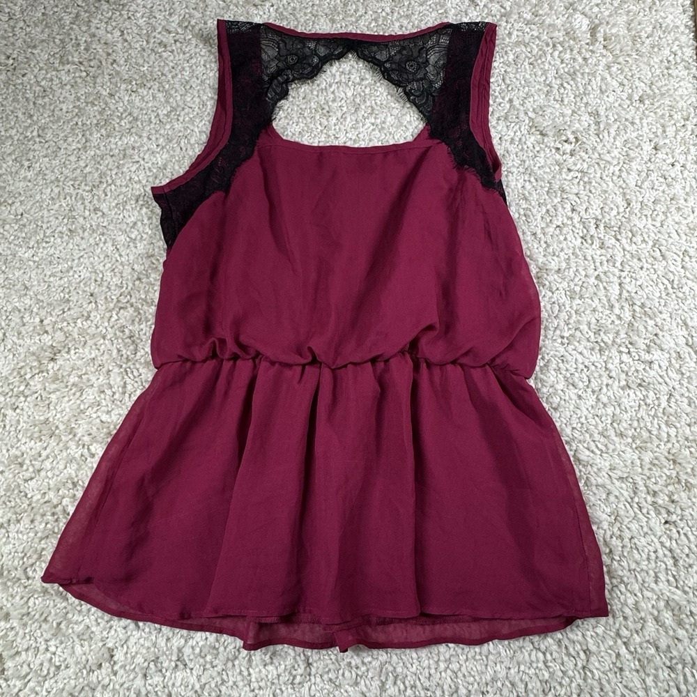 Studio Y Top Women's Large Maroon tunic‎ lace Whimsigoth Y2K Fairy Festival